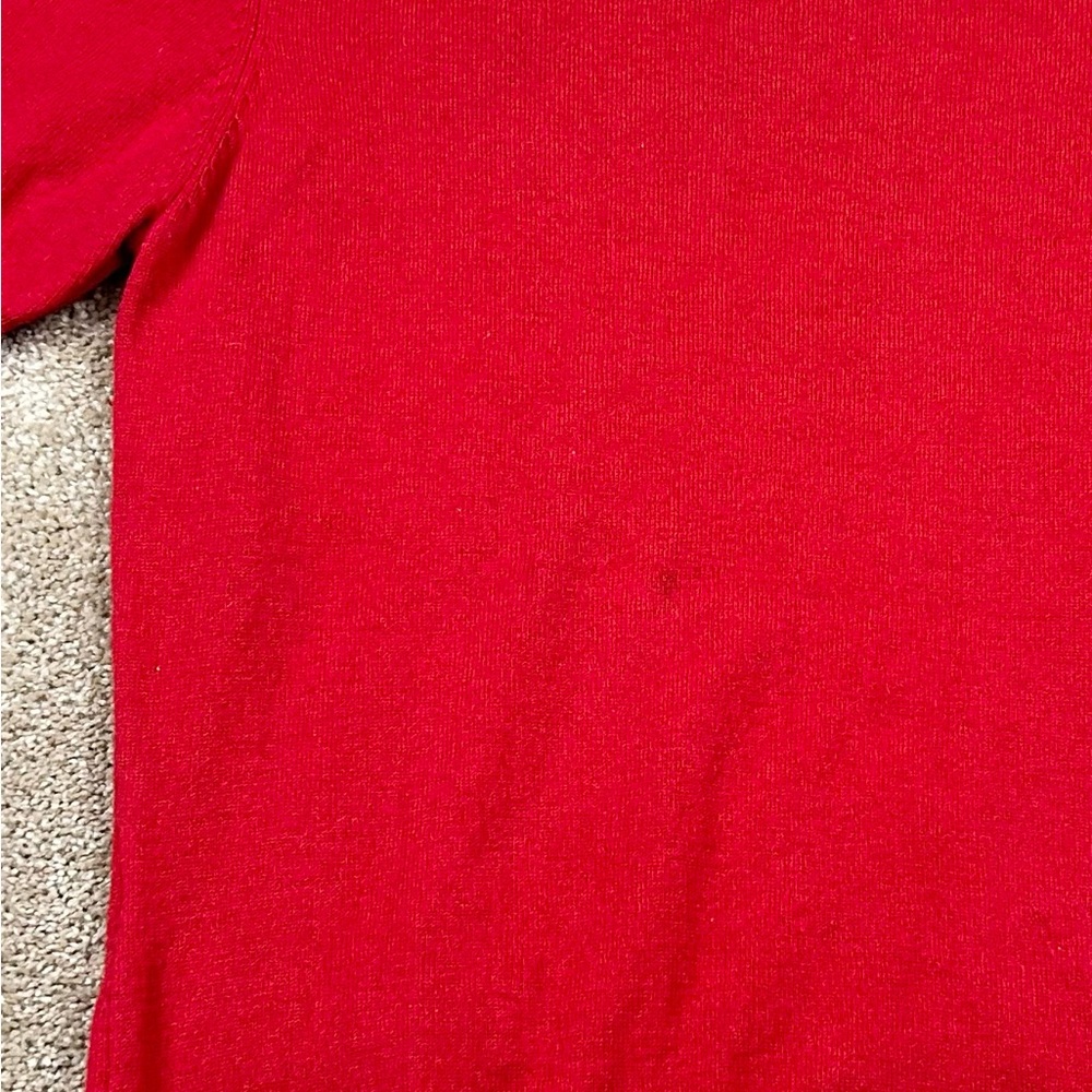 Carolina Herrera Red Crewneck Short Sleeve Sweater with Black Trim - Picture 6 of 6